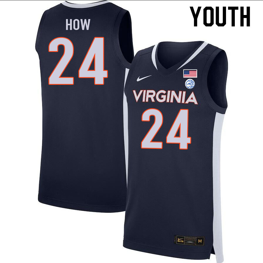 Youth #24 Tristan How Virginia Cavaliers College 2022-23 Stitched Basketball Jerseys Sale-Navy